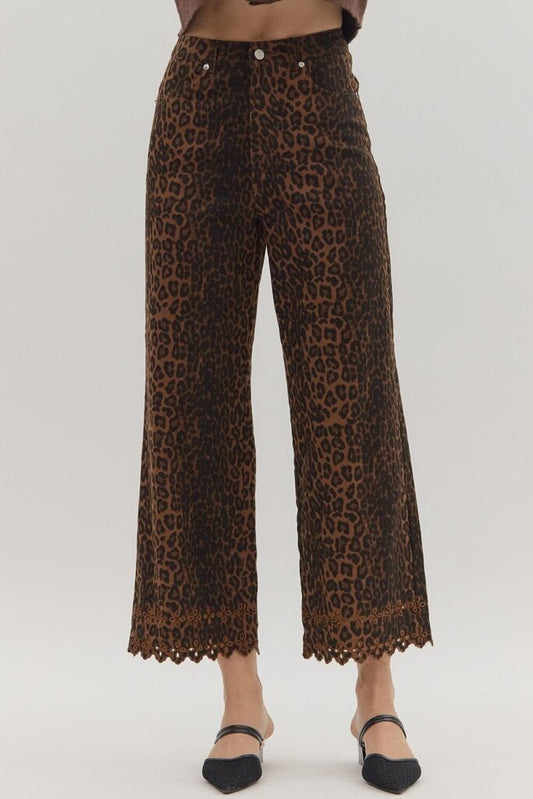 Leopard Eyelet Pants