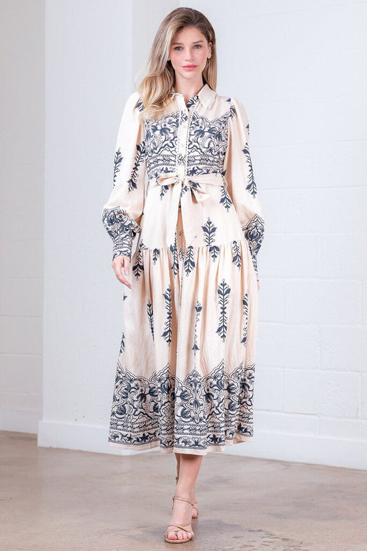 Collared Button Down Lace Detailed Dress