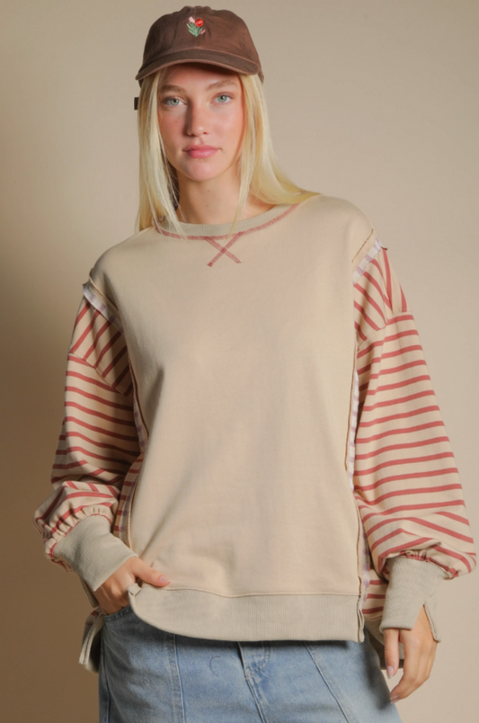 Oversized Striped Casual Knit Top