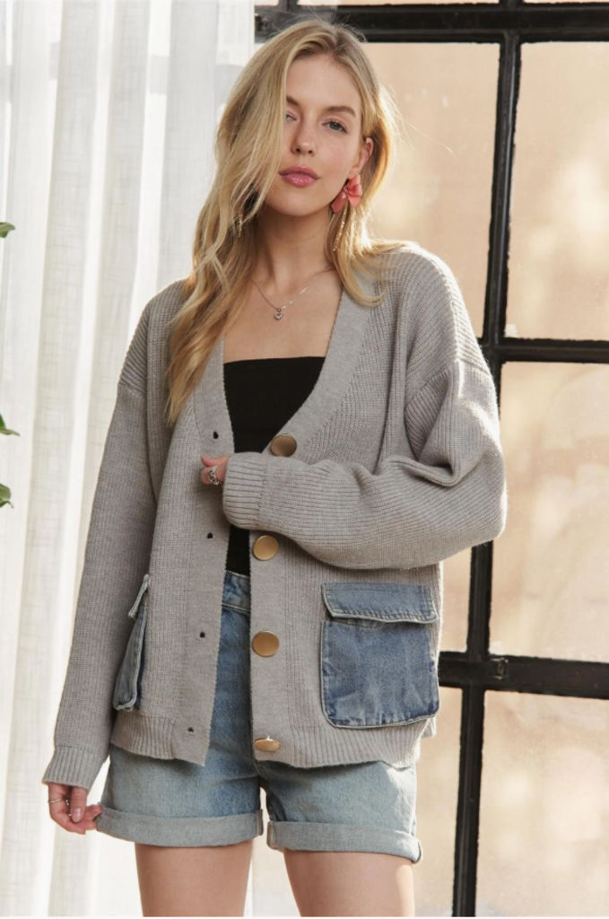 Denim Pocket Cardigan