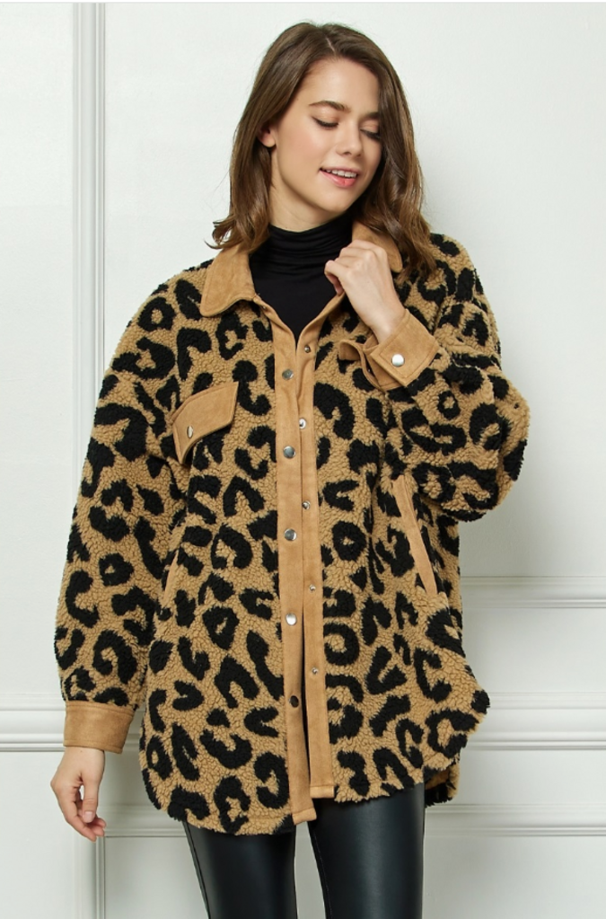 Leopard Sherpa Shacket