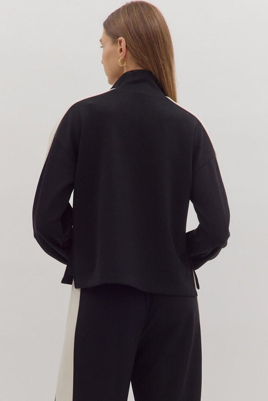 Black/White Lined Knit Top