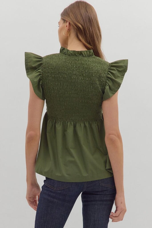Flutter Sleeve Smocked Top