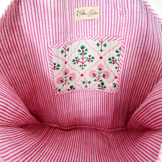Folk Floral Quilted Handmade Reversible Tote Bag