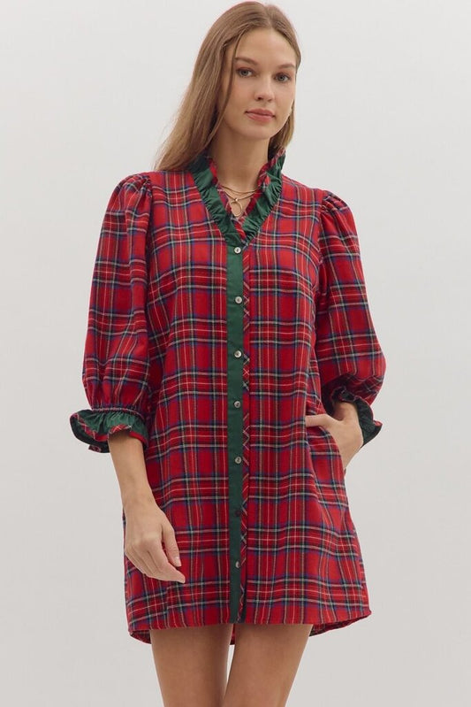 Plaid Holiday Mini Dress