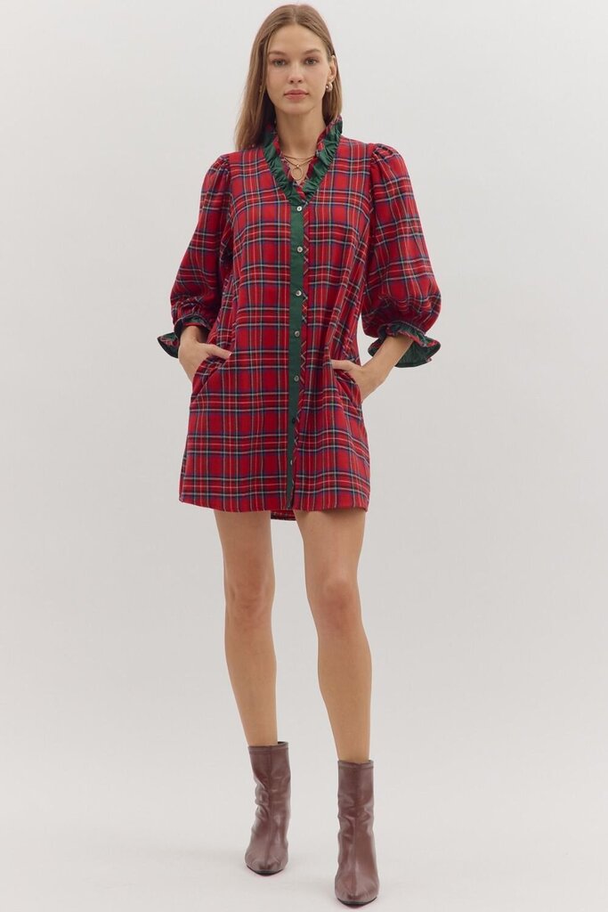 Plaid Holiday Mini Dress