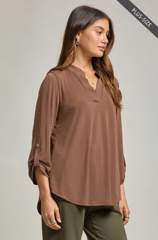 3/4 Sleeve Lizzy Blouse MOCHA