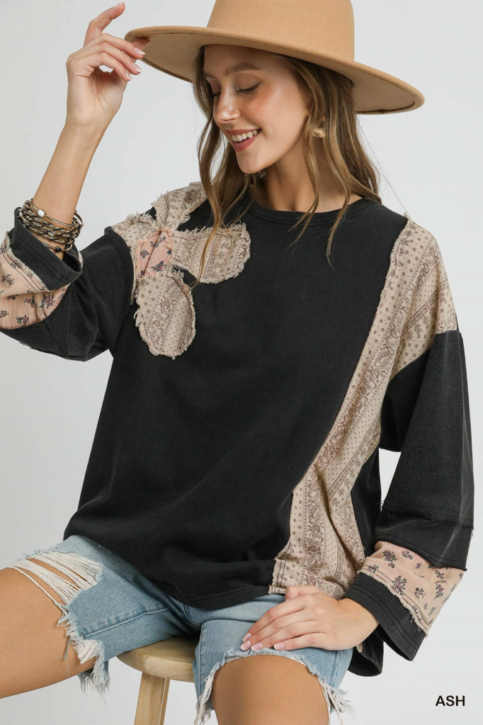 Patchwork Sleeve Pullover