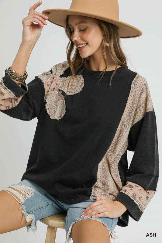 Patchwork Sleeve Pullover