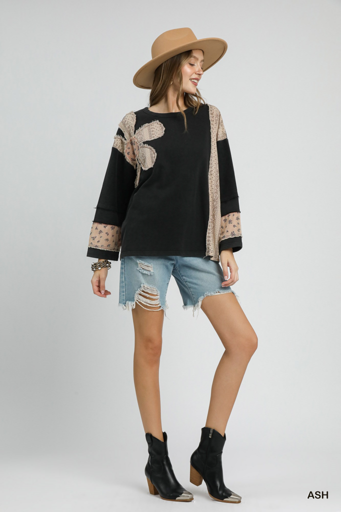 Patchwork Sleeve Pullover