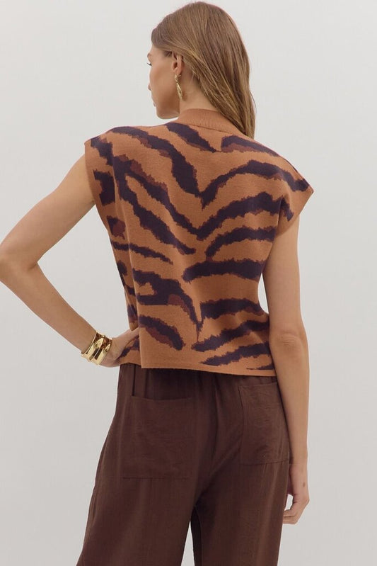 Animal Pattern Mock Neck