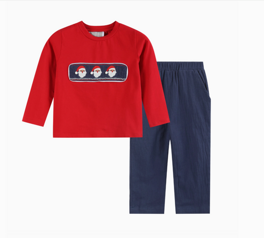 Santa Smocked Shirt & Pants Set