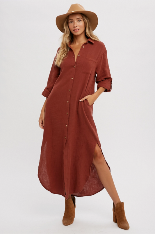 Button Up Maxi Skirt Dress