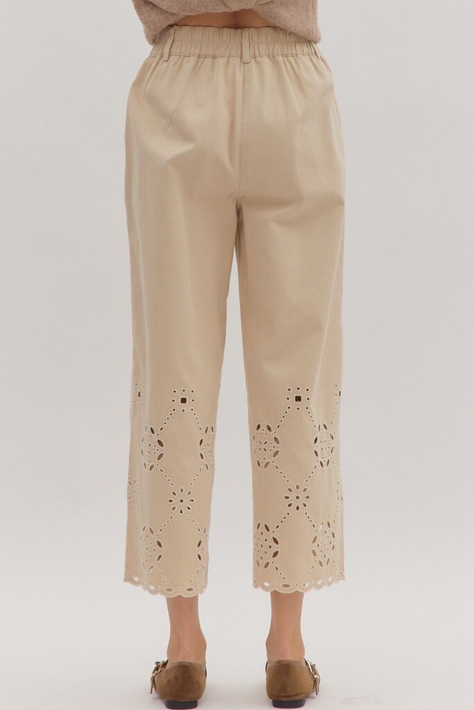 Eyelet Cut Out Straight Leg Pants