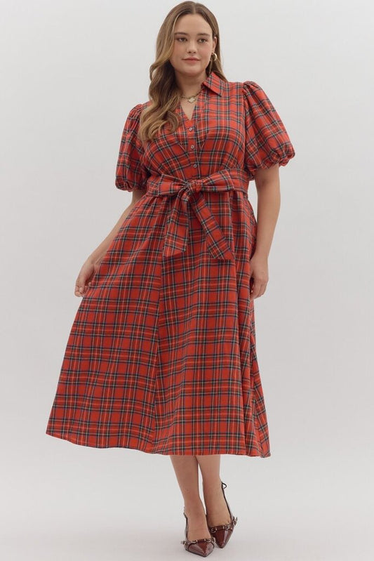 Plaid Midi Dress