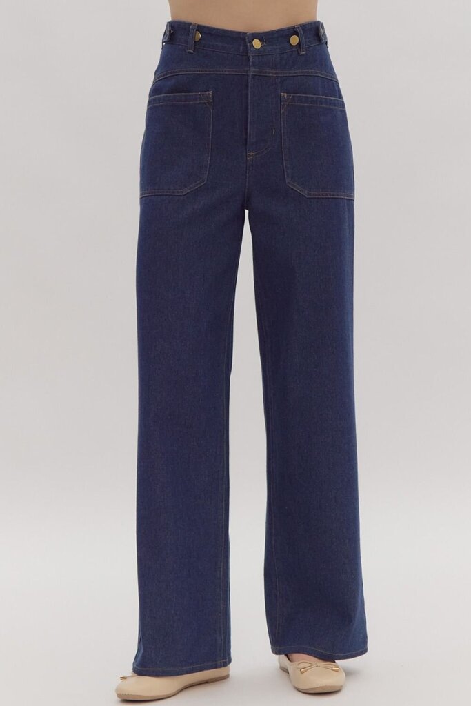 High Waist Pocket Denim Pant