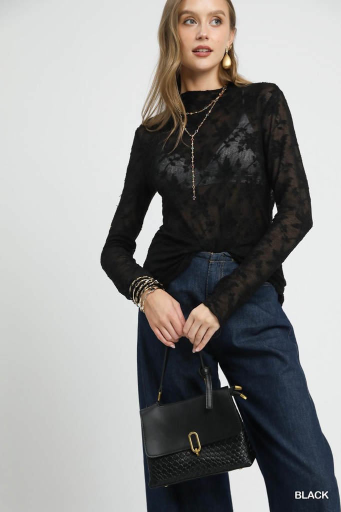 Lace L/S Top BLACK
