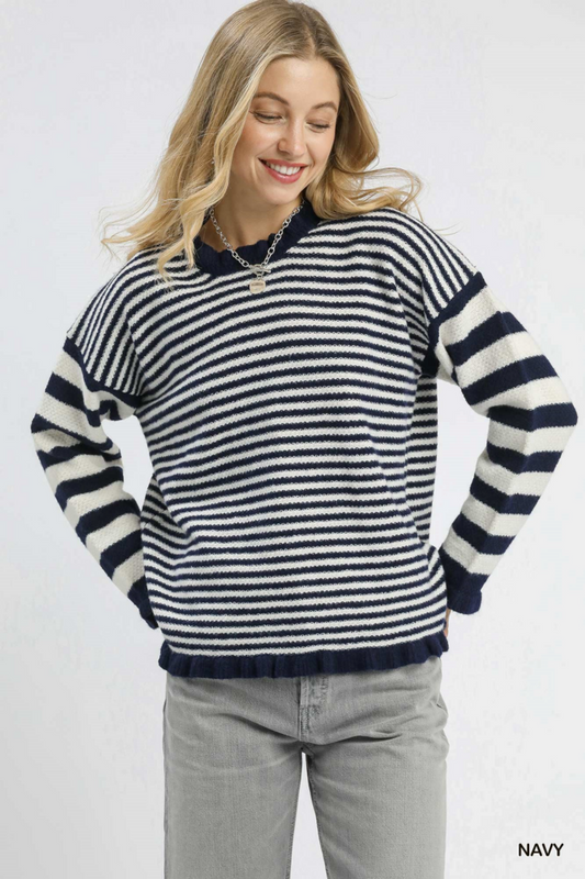 Ruffle Stripe Sweater