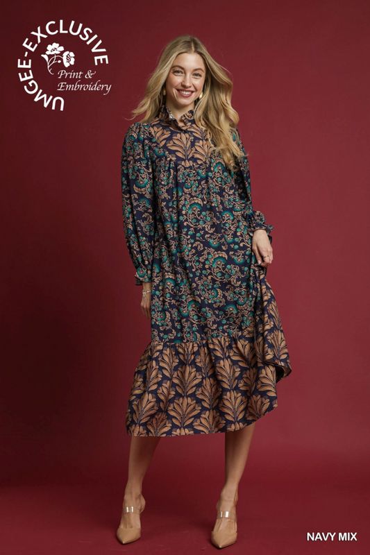 Boho Ruffle Midi Dress