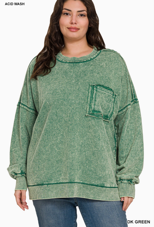 French Terry Acid Wash Pullover