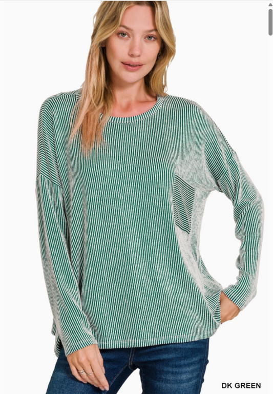 Ribbed Stripe LS Top