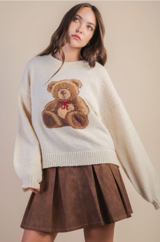 Teddy Bear Graphic Cozy Sweater
