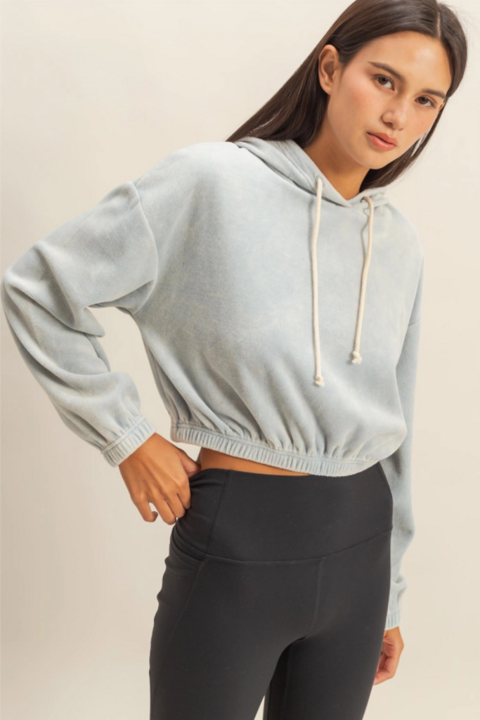 Velvet Cropped Hoodie