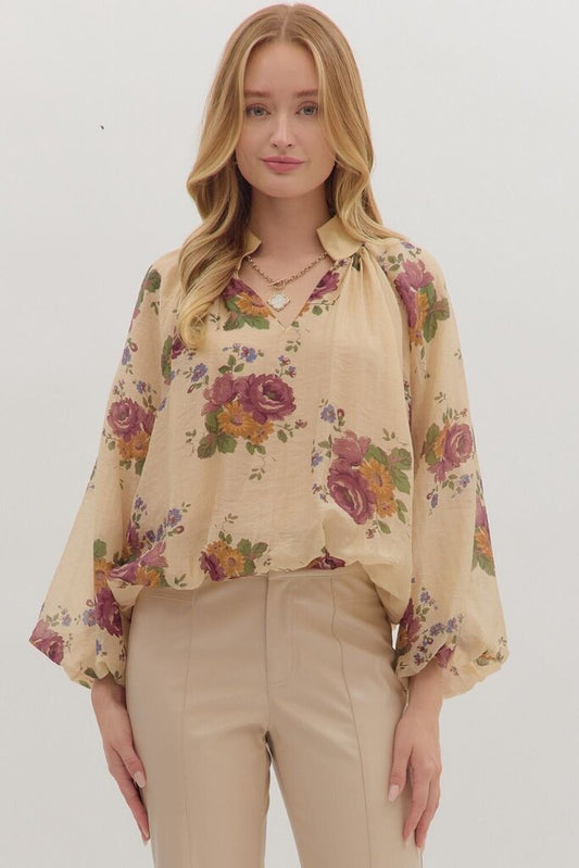 Floral V-Neck Blouse