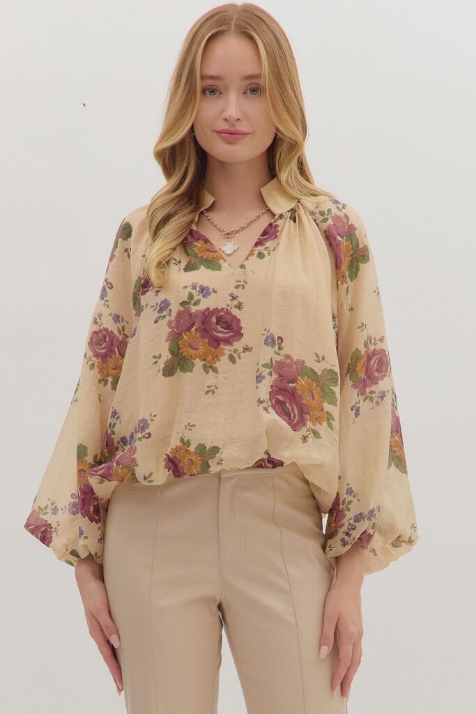 Floral V-Neck Blouse