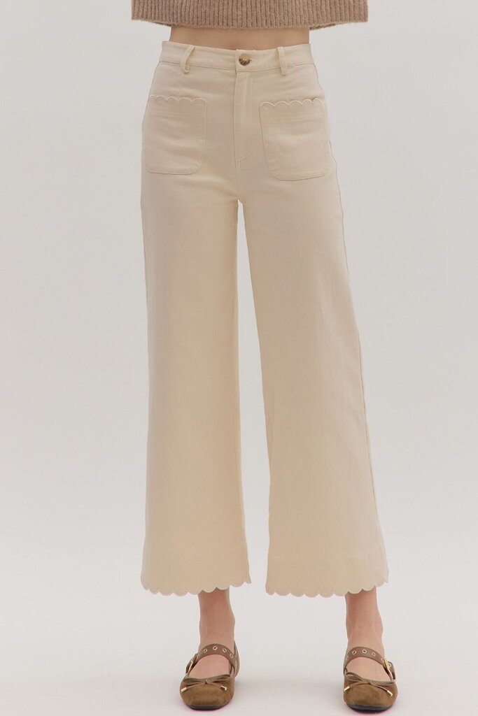 High Waist Scallop Trim Pant