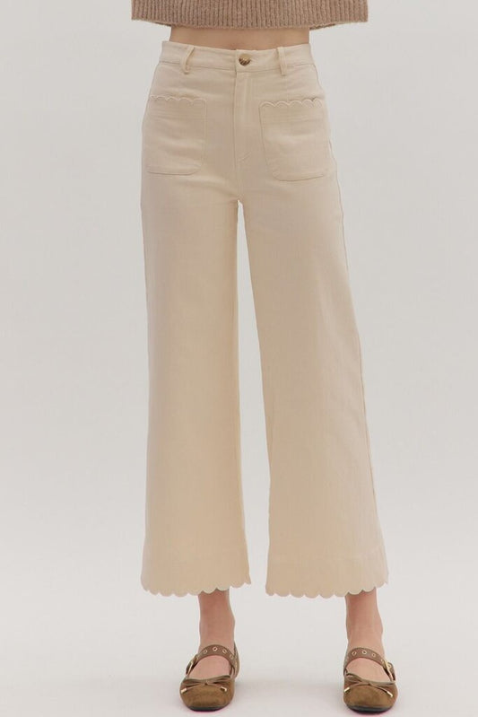 High Waist Scallop Trim Pant