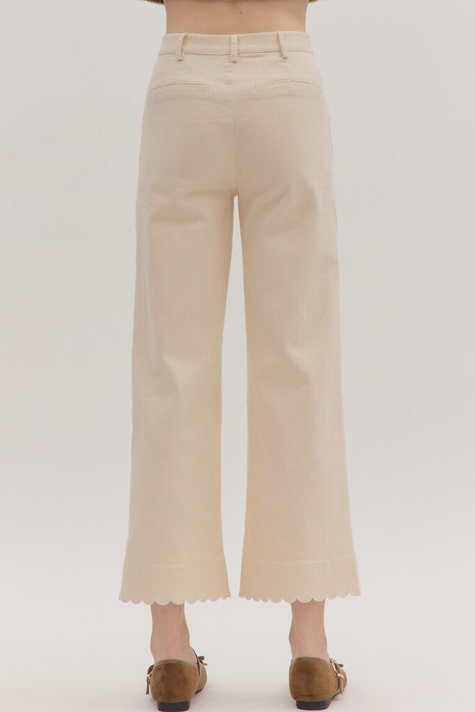 High Waist Scallop Trim Pant