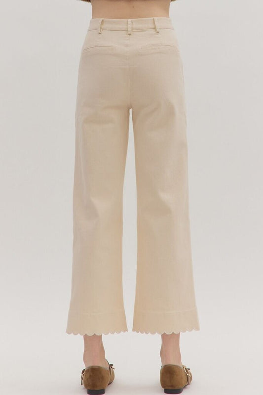 High Waist Scallop Trim Pant