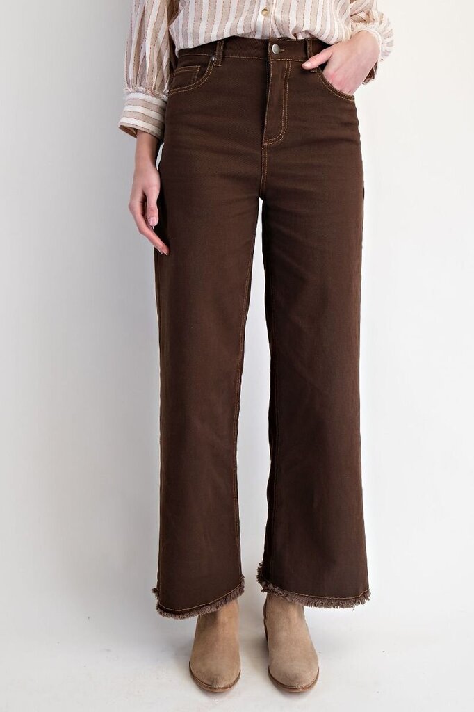 Self Fray Bottom Washed Slacks