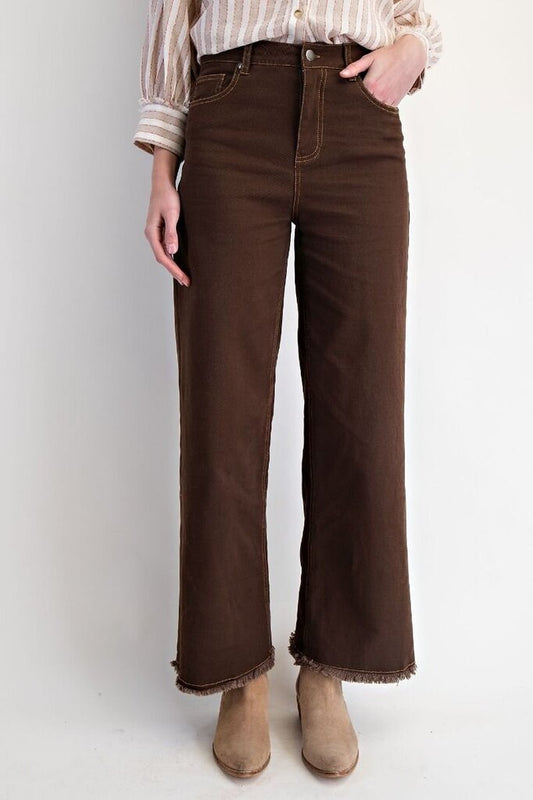 Self Fray Bottom Washed Slacks