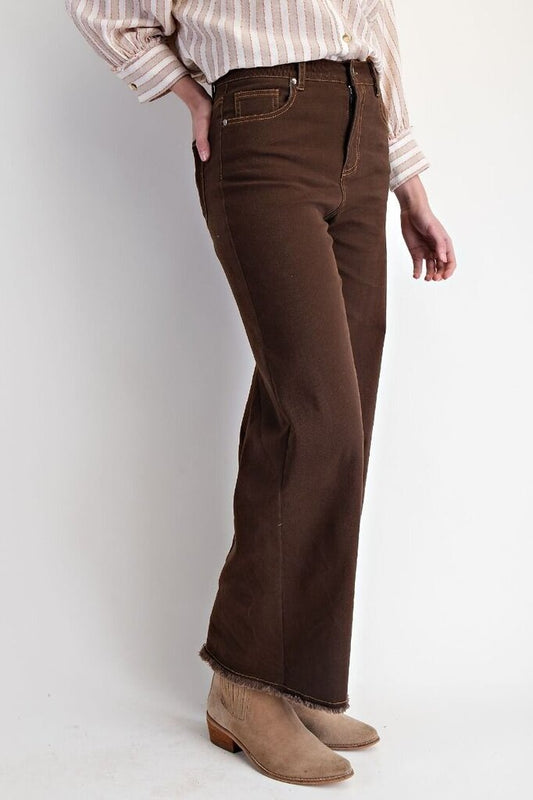 Self Fray Bottom Washed Slacks