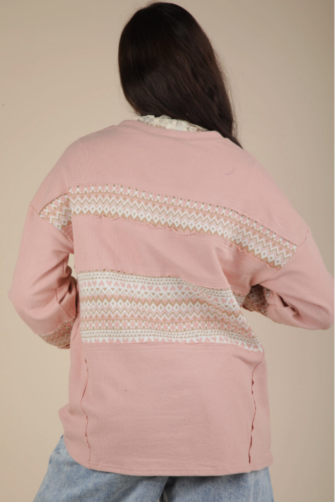 Oversized Contrast Knit Top