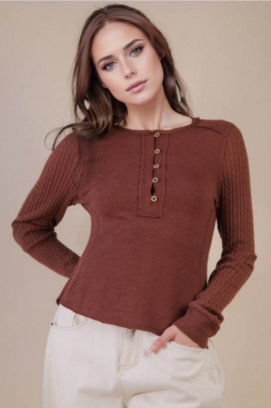 Cable Knit Fitted Top