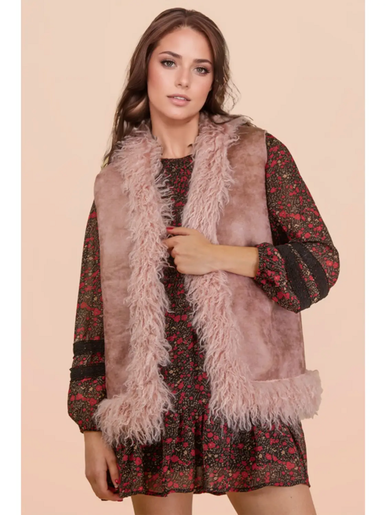 Sherpa Suede Boho Vest