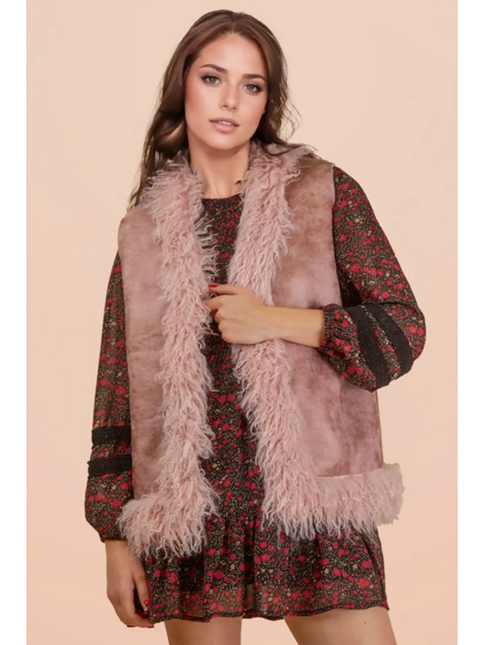 Sherpa Suede Boho Vest