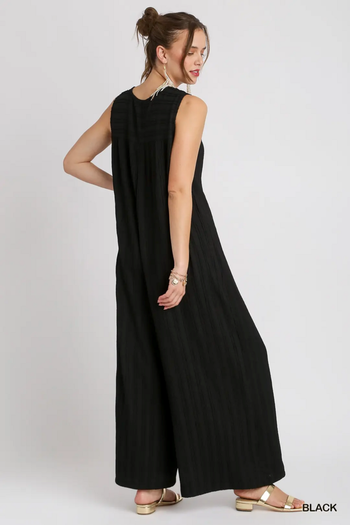 Black Front Button Jumpsuit