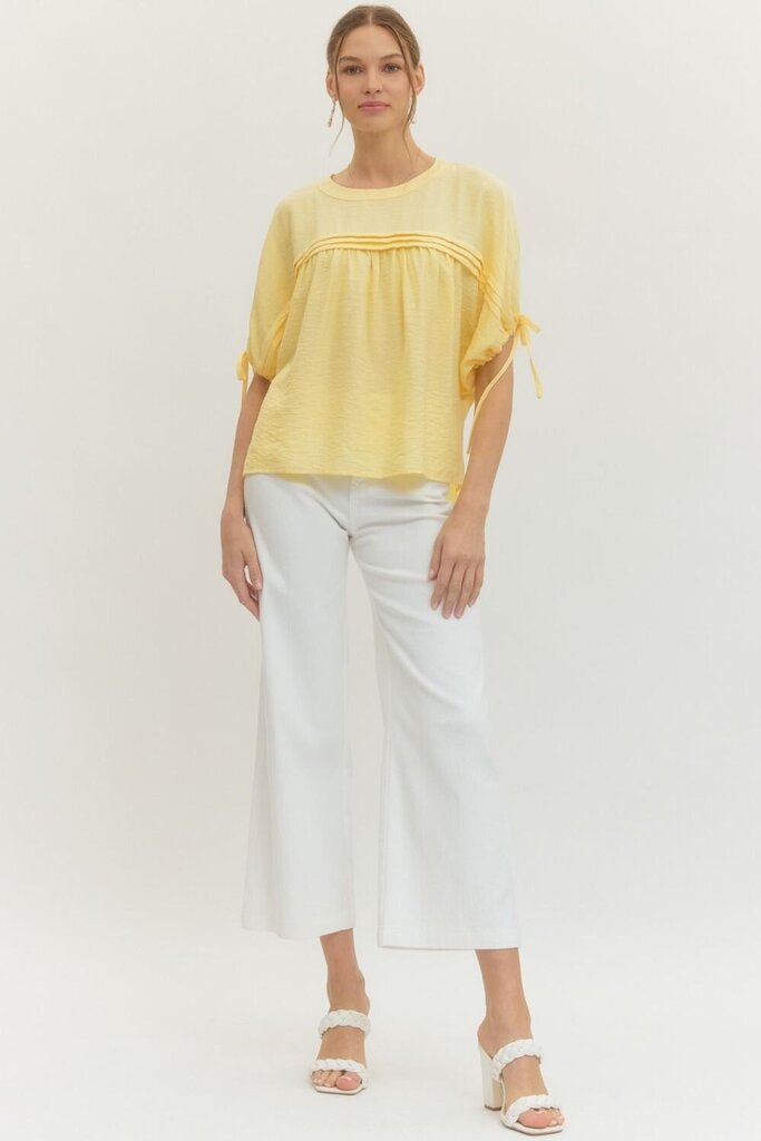 Pleated Detail Ribbon Tie Top