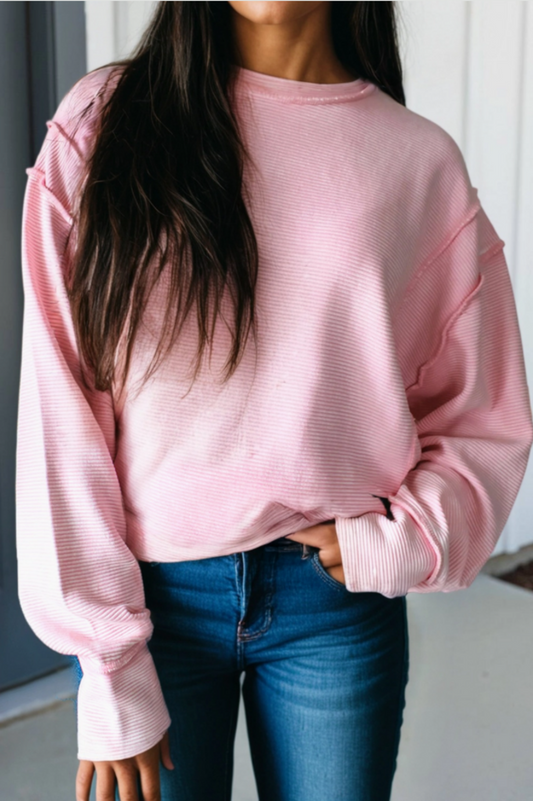 Ribbed Exposed Seam LS Top