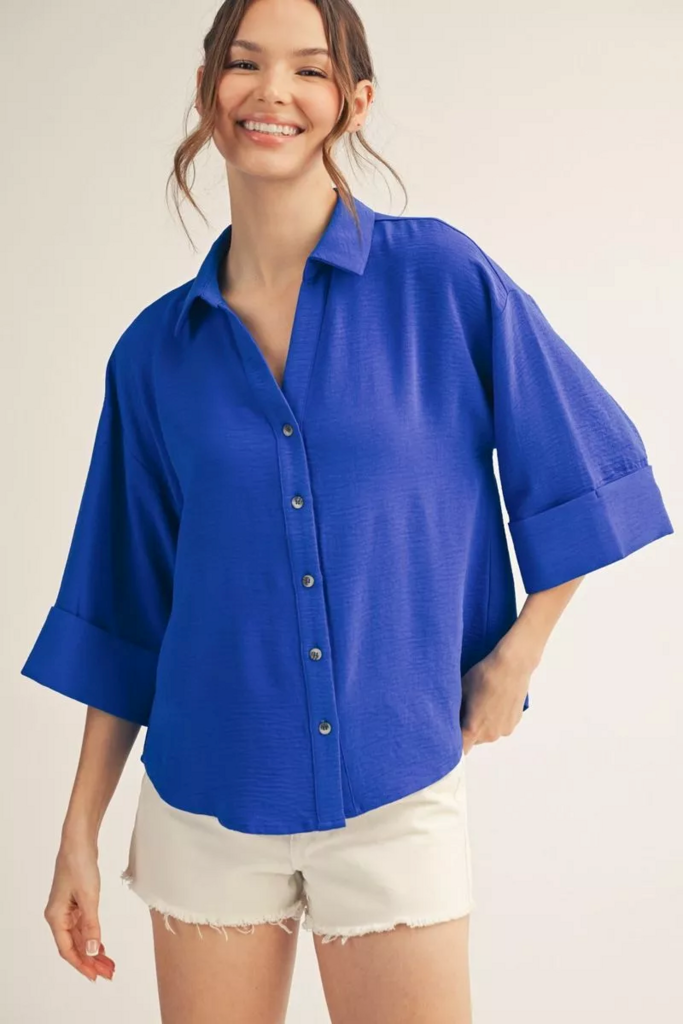 Royal Blue Button Down Blouse