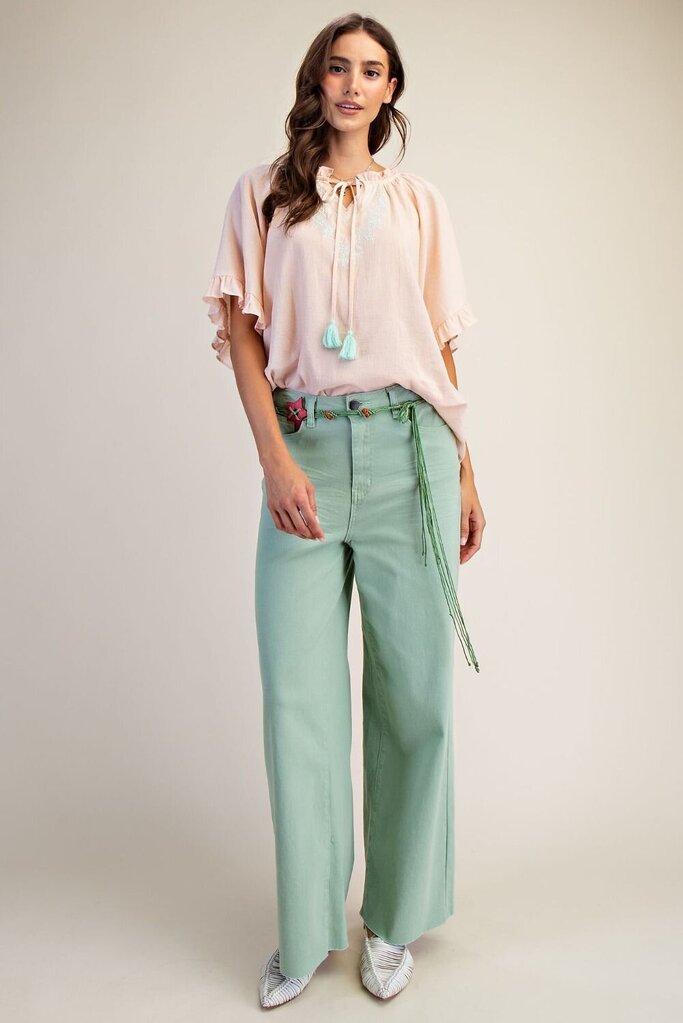 Mint Sage Soft Stretch Twill Pants