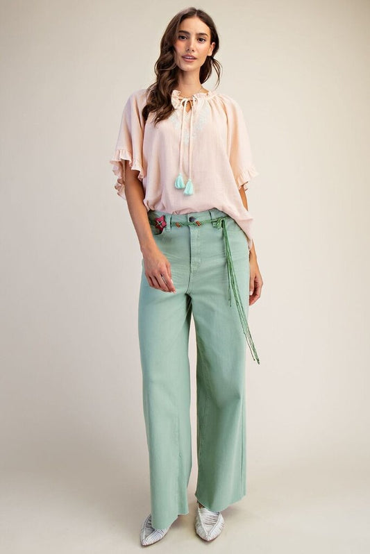 Mint Sage Soft Stretch Twill Pants