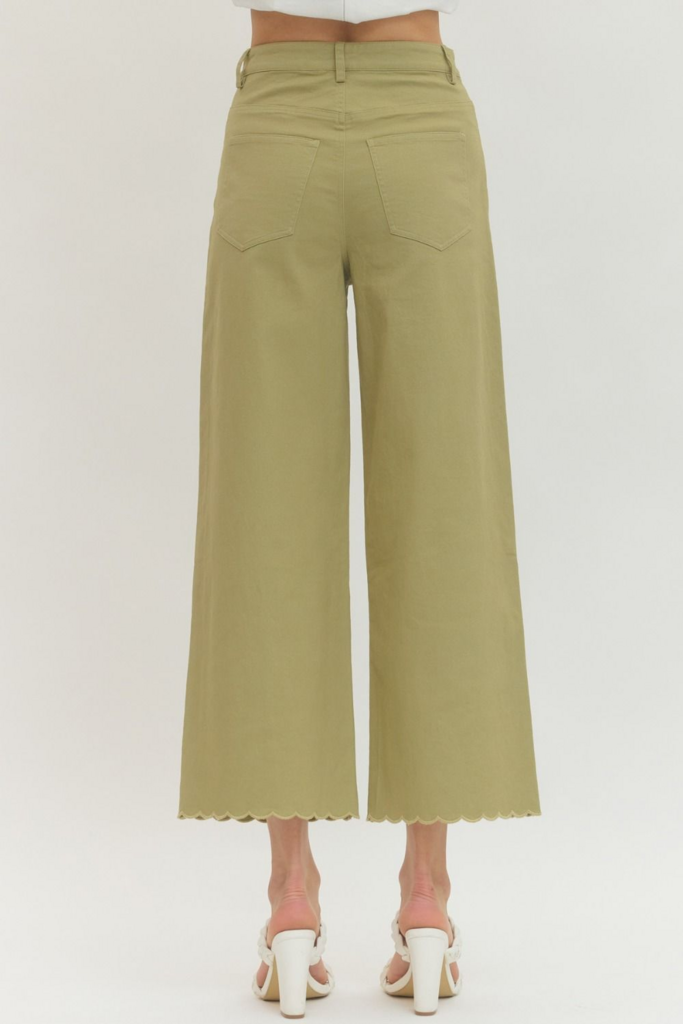 Scalloped Embroidered Hem Pants