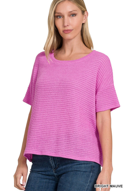 MAUVE Drop Shoulder SS Jacquard Sweater