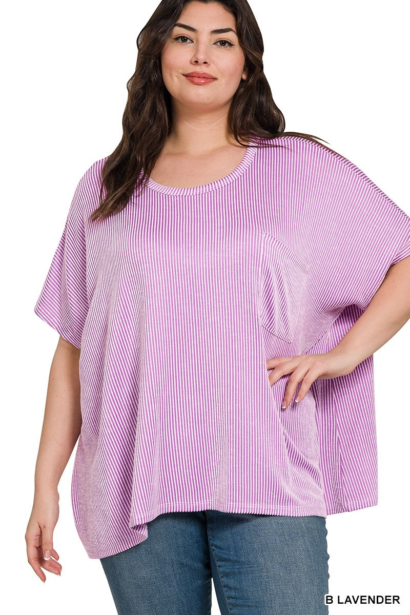 LAVENDER Corded Rib Oversized SS Top