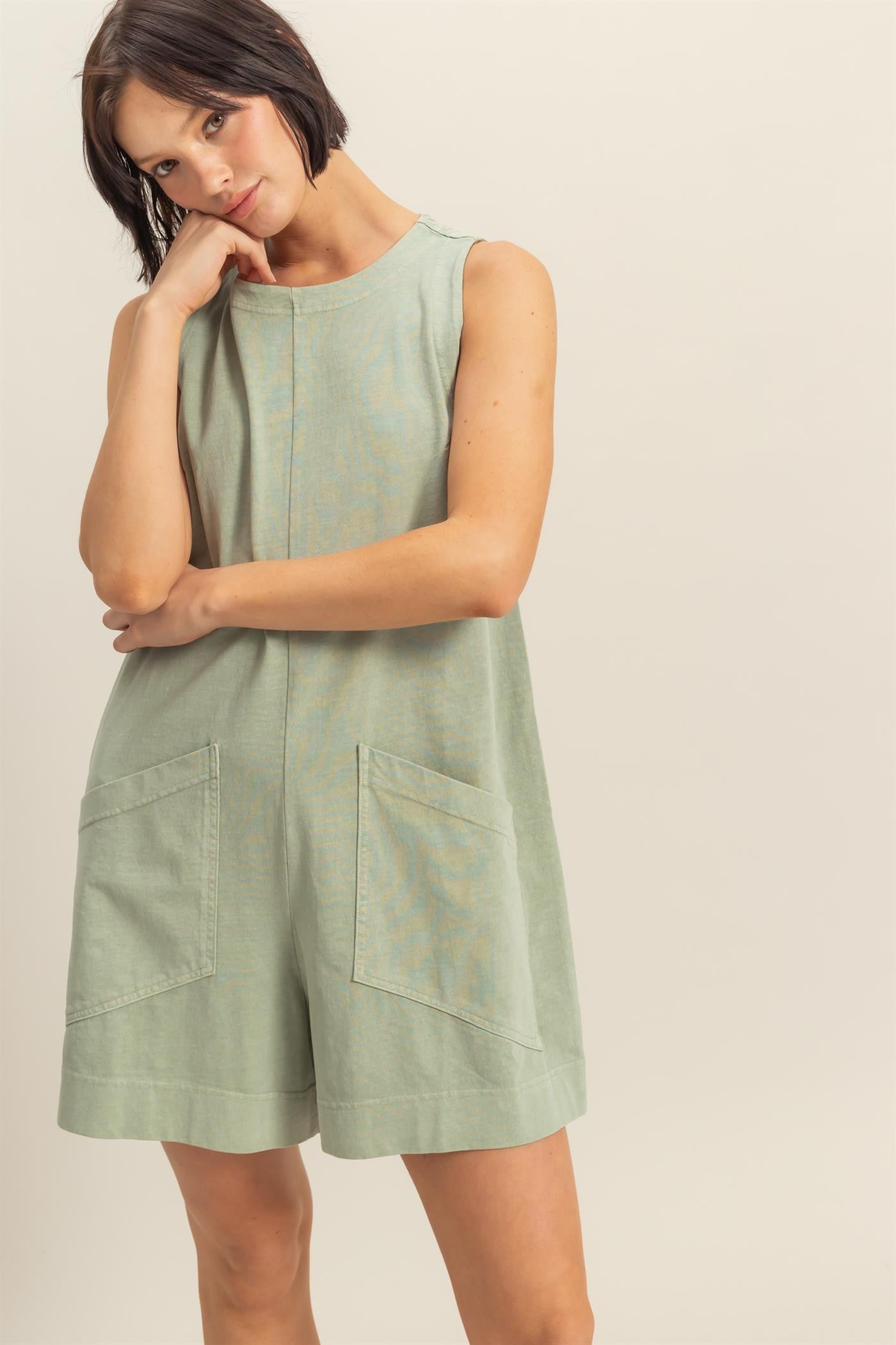 Sleeveless Sage Romper